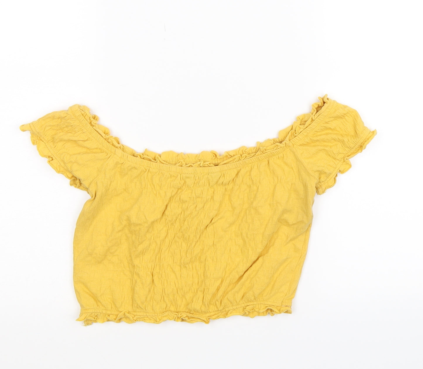 New Look Womens Yellow   Cropped T-Shirt Size 8