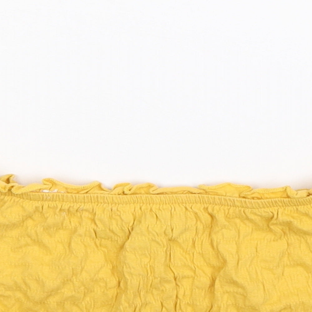 New Look Womens Yellow   Cropped T-Shirt Size 8