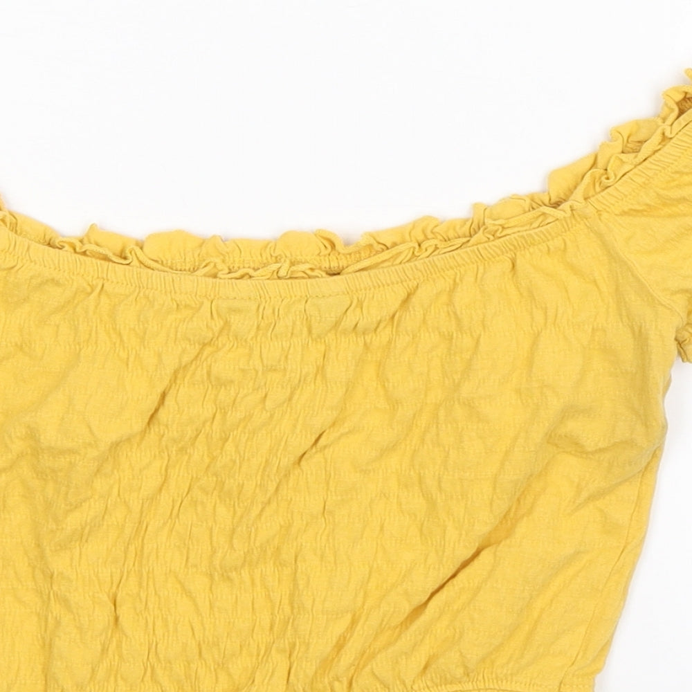 New Look Womens Yellow   Cropped T-Shirt Size 8