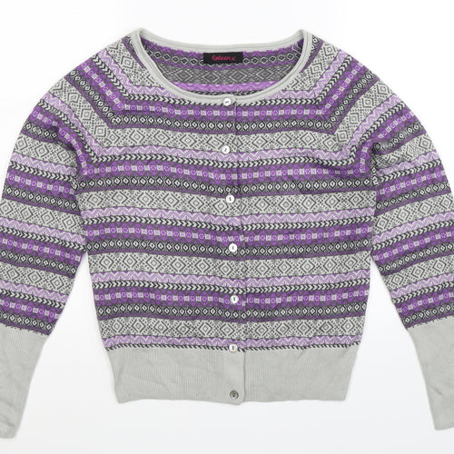 Loleen X Womens Grey Geometric Knit Cardigan Jumper Size 12