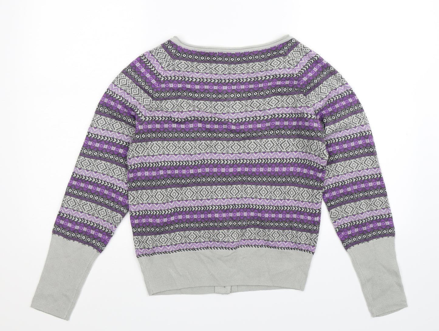 Loleen X Womens Grey Geometric Knit Cardigan Jumper Size 12