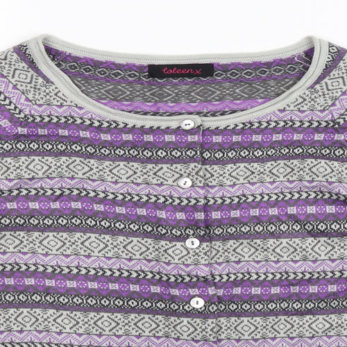 Loleen X Womens Grey Geometric Knit Cardigan Jumper Size 12