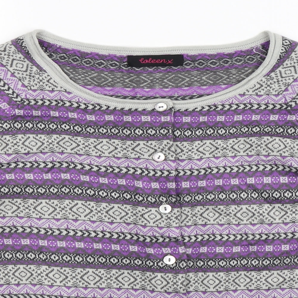 Loleen X Womens Grey Geometric Knit Cardigan Jumper Size 12