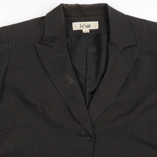 Le Suit Womens Black Striped  Jacket Suit Jacket Size 10