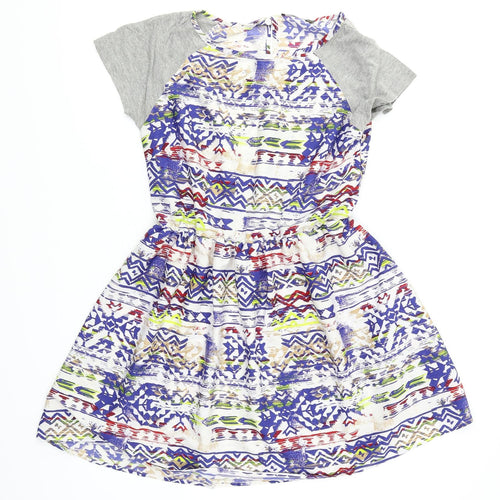 Atmosphere Womens Multicoloured Geometric  Fit & Flare  Size 8