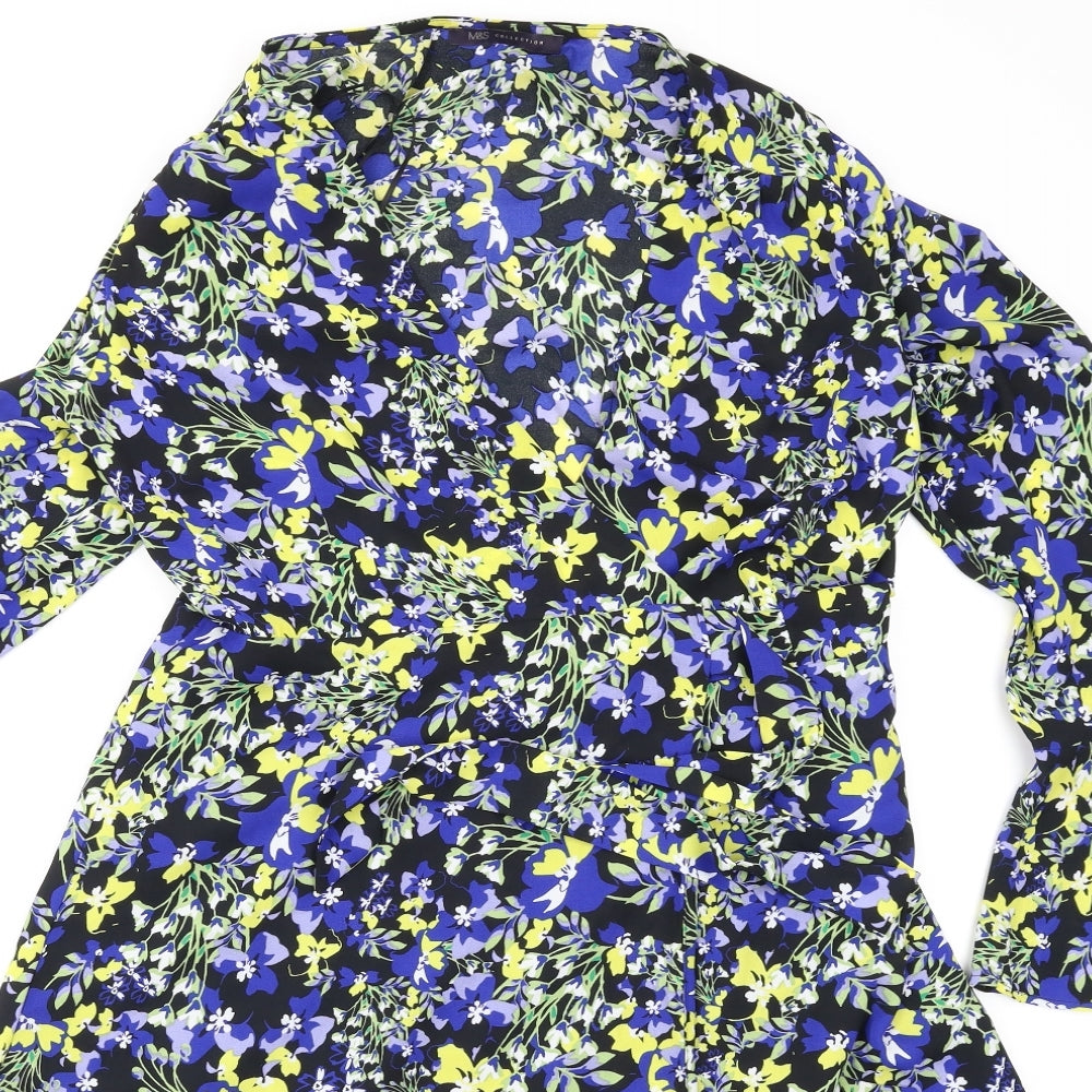 M&S Womens Multicoloured Floral  Wrap Blouse Size 8