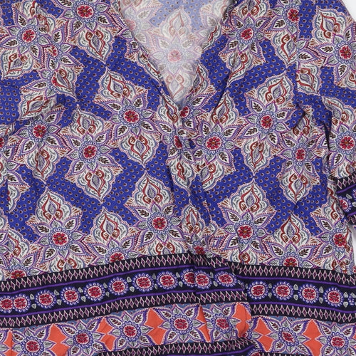 New Look Womens Multicoloured Geometric  Wrap Blouse Size 8