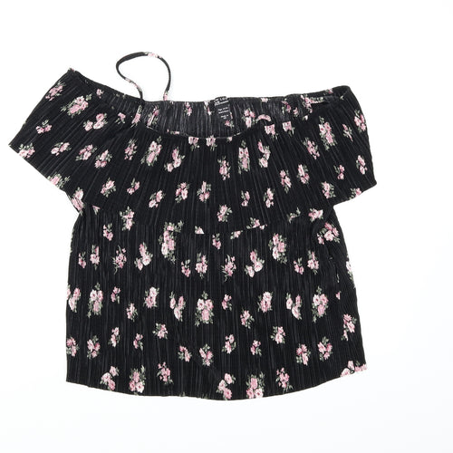 New Look Girls Black Floral  Basic Blouse Size 14-15 Years
