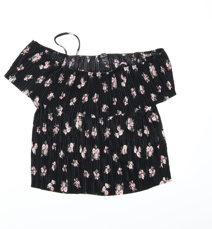 New Look Girls Black Floral  Basic Blouse Size 14-15 Years