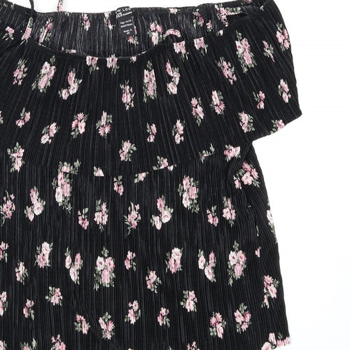 New Look Girls Black Floral  Basic Blouse Size 14-15 Years