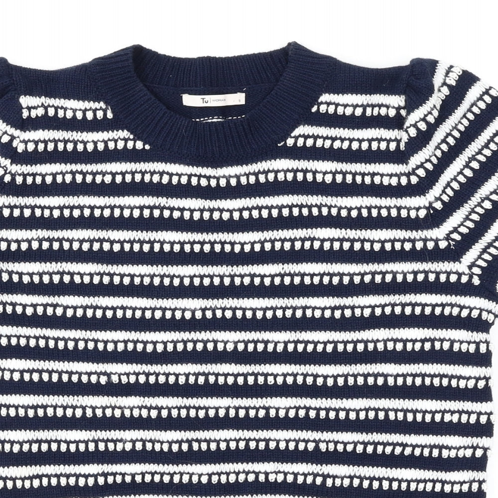 TU Womens Blue Striped  Pullover Jumper Size 8