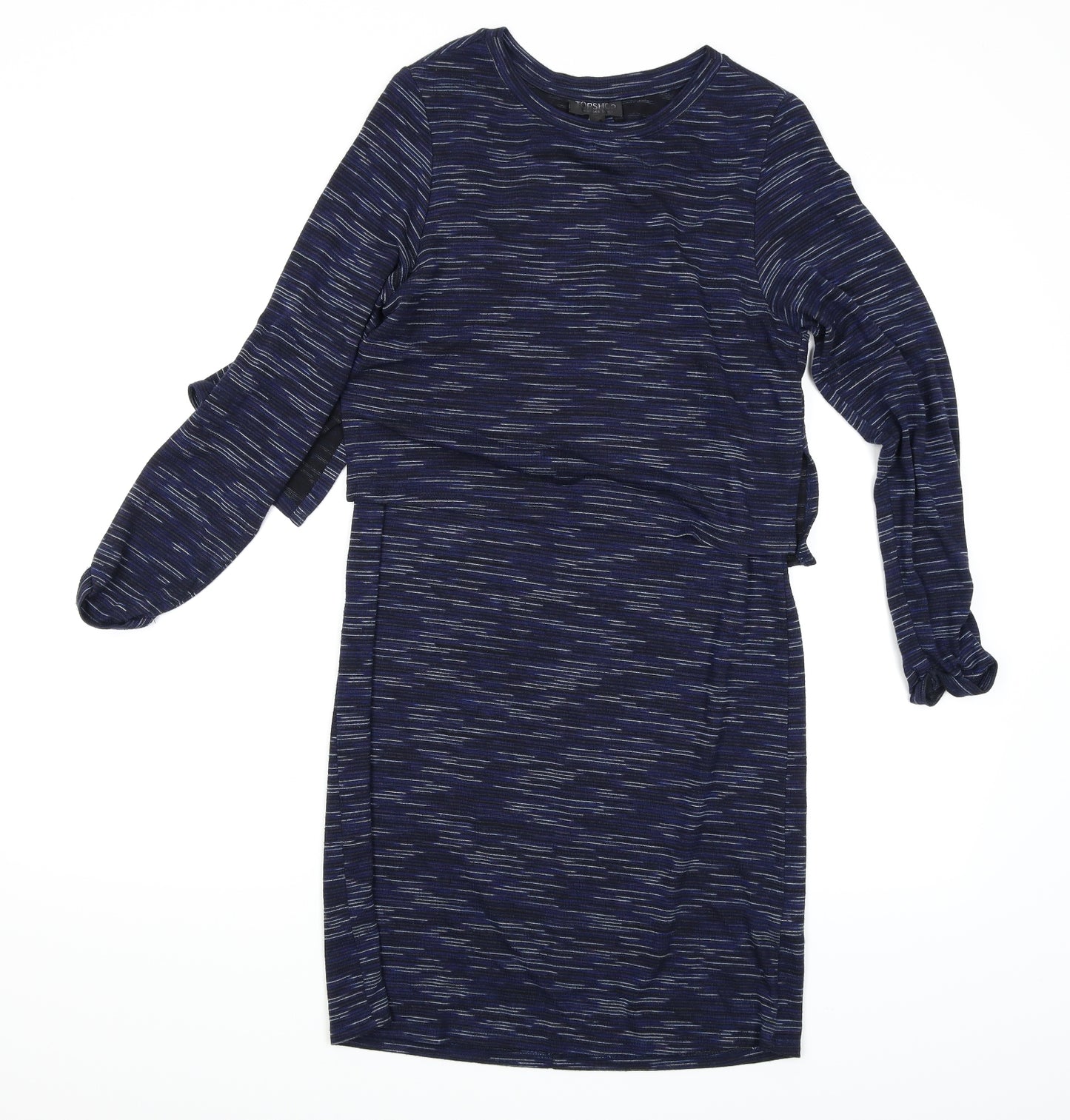 Topshop Womens Blue Herringbone  Jumper Dress  Size 10