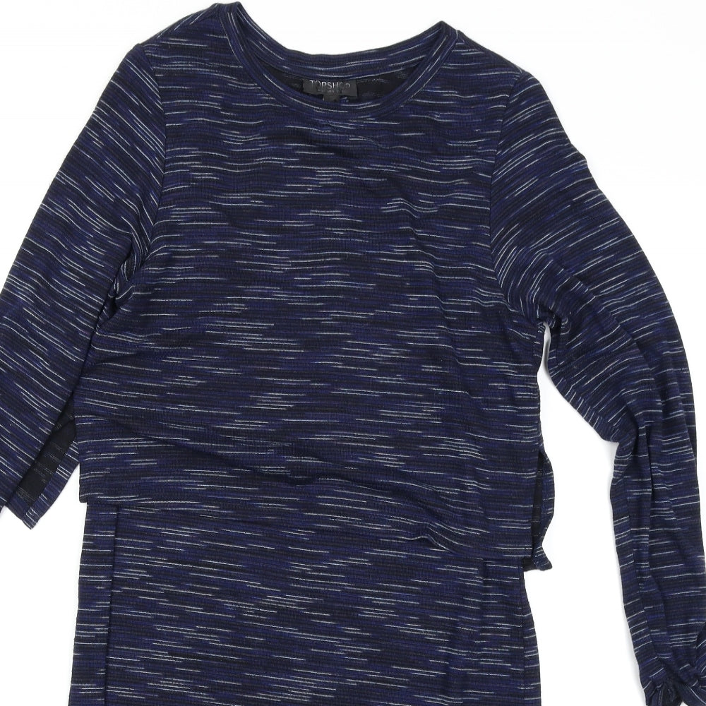 Topshop Womens Blue Herringbone  Jumper Dress  Size 10