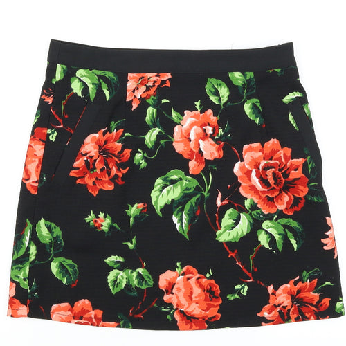 Hearts & Bows Womens Black Floral  Straight & Pencil Skirt Size 8