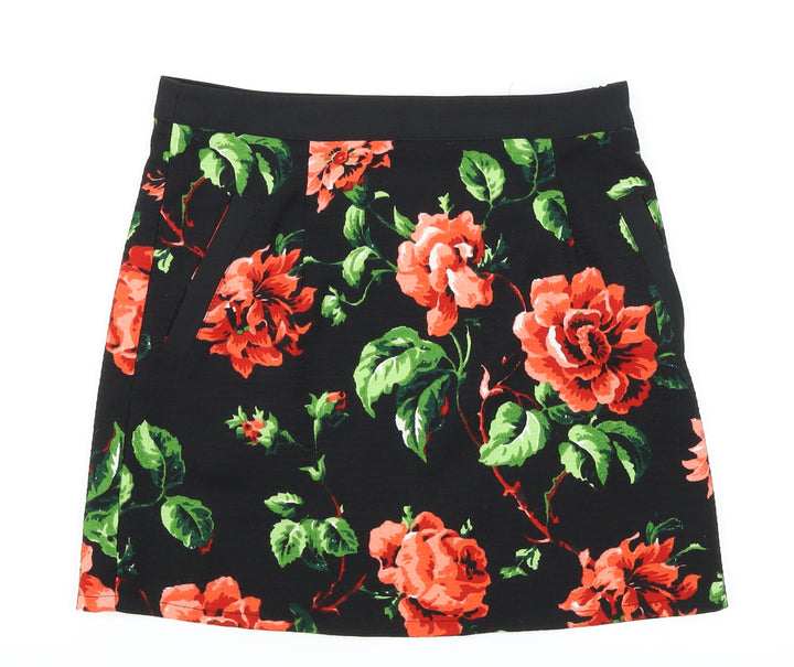 Hearts & Bows Womens Black Floral Straight & Pencil Skirt Size 8