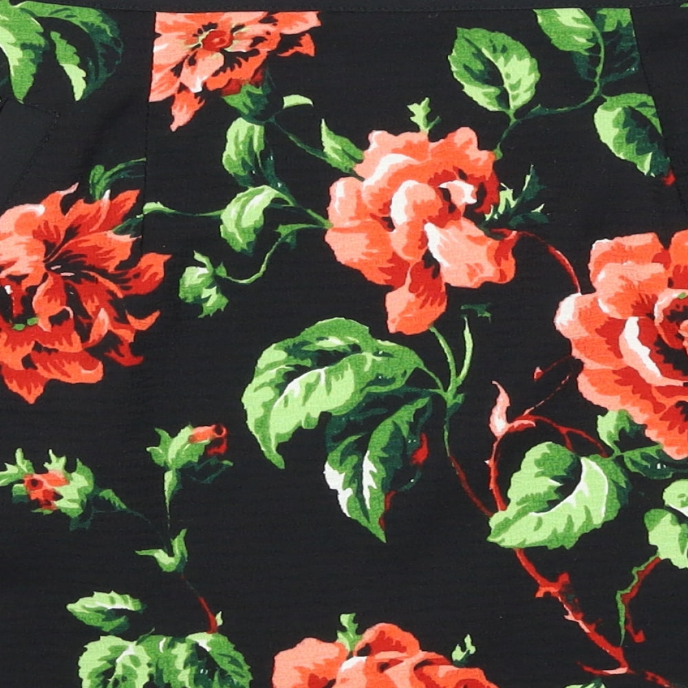 Hearts & Bows Womens Black Floral  Straight & Pencil Skirt Size 8
