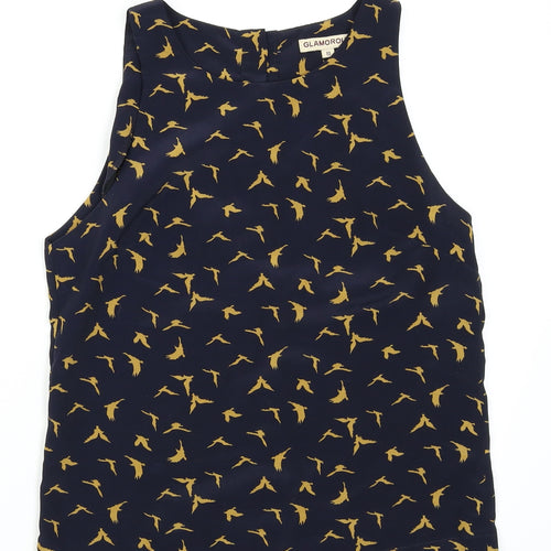 Glamorous Womens Blue Polka Dot  Camisole T-Shirt Size 10