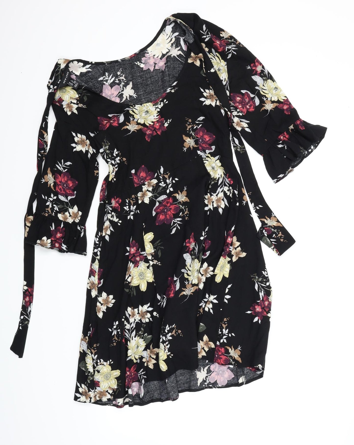 New Look Womens Black Floral  Basic Blouse Size 8