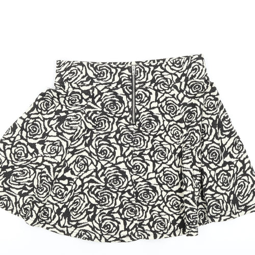 H&M Womens White Floral  A-Line Skirt Size 8