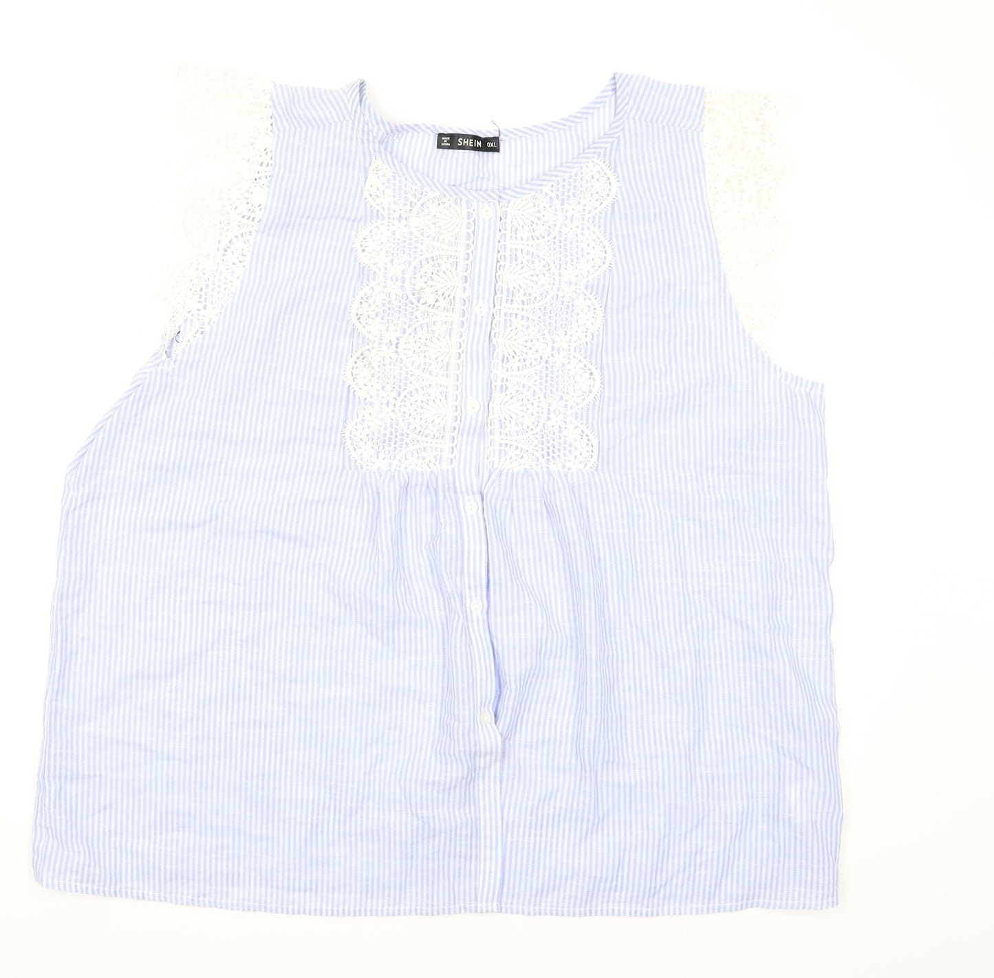 SheIn Womens Blue Striped  Basic Blouse Size XL