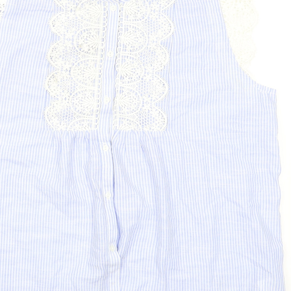 SheIn Womens Blue Striped  Basic Blouse Size XL