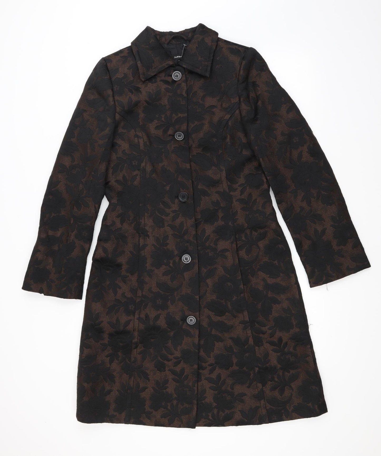 InWear Womens Brown Floral  Pea Coat Coat Size 12