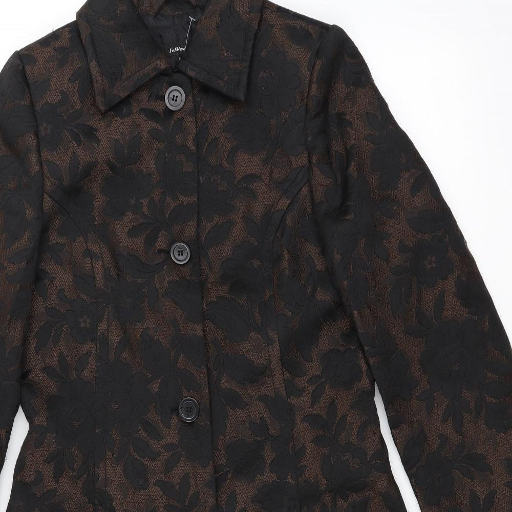 InWear Womens Brown Floral  Pea Coat Coat Size 12