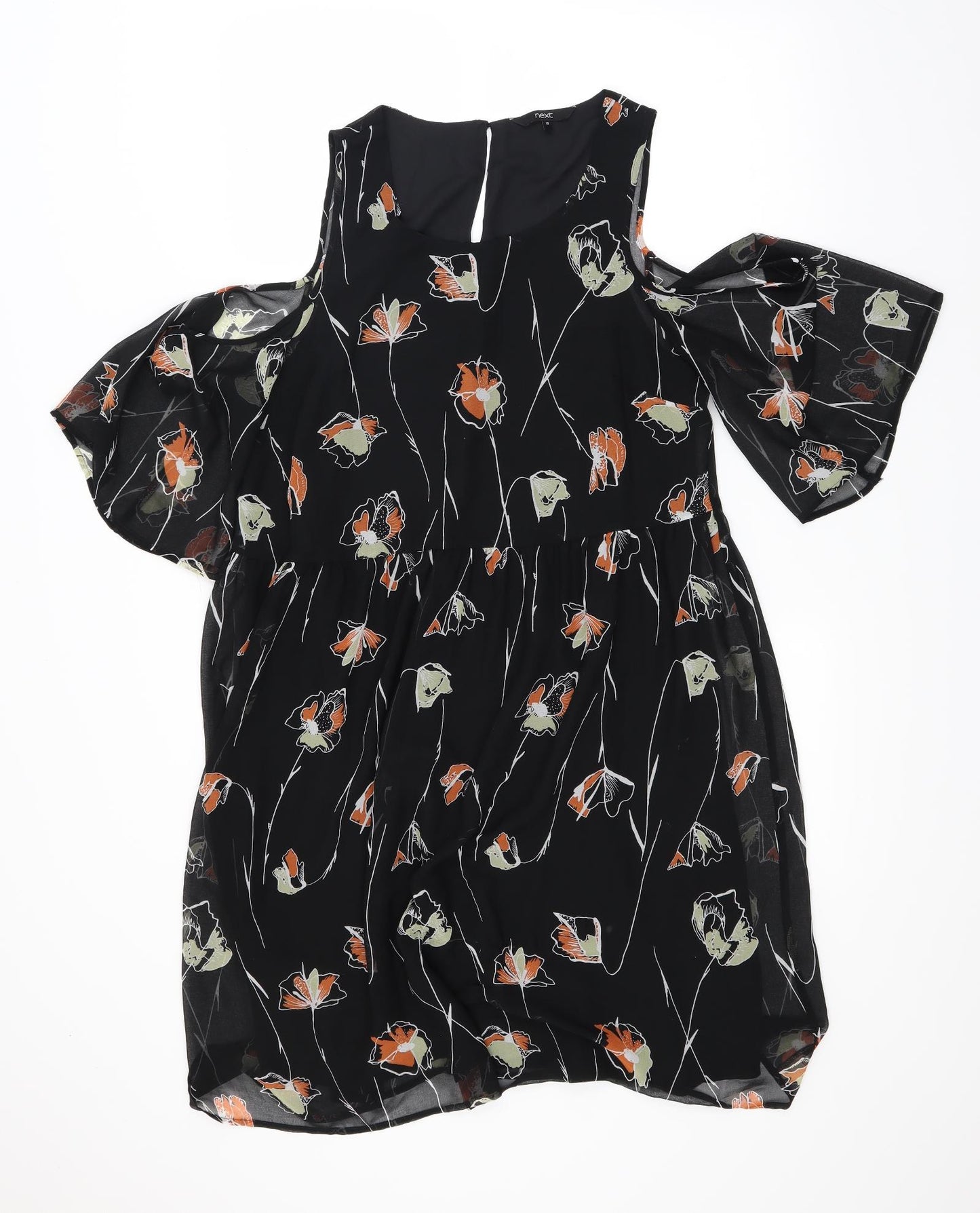 NEXT Womens Black Floral  Fit & Flare  Size 12  - internal slip