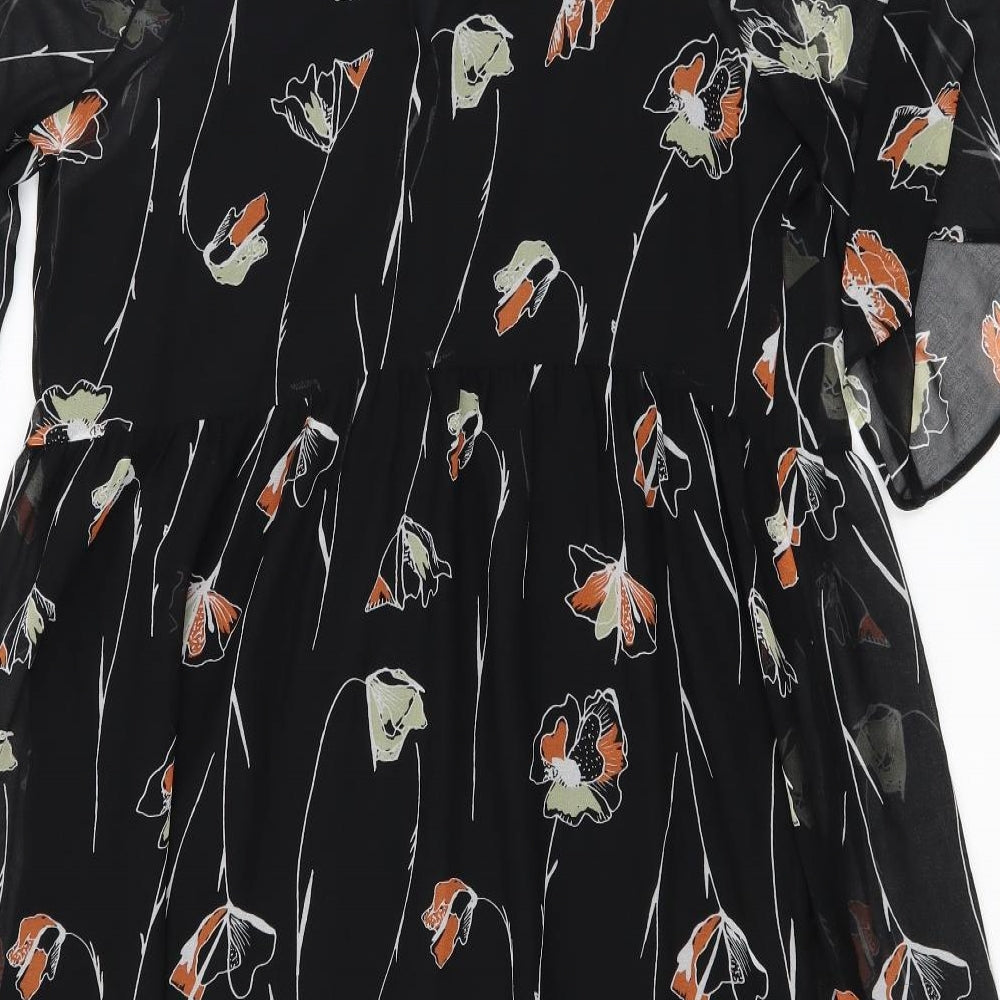 NEXT Womens Black Floral  Fit & Flare  Size 12  - internal slip