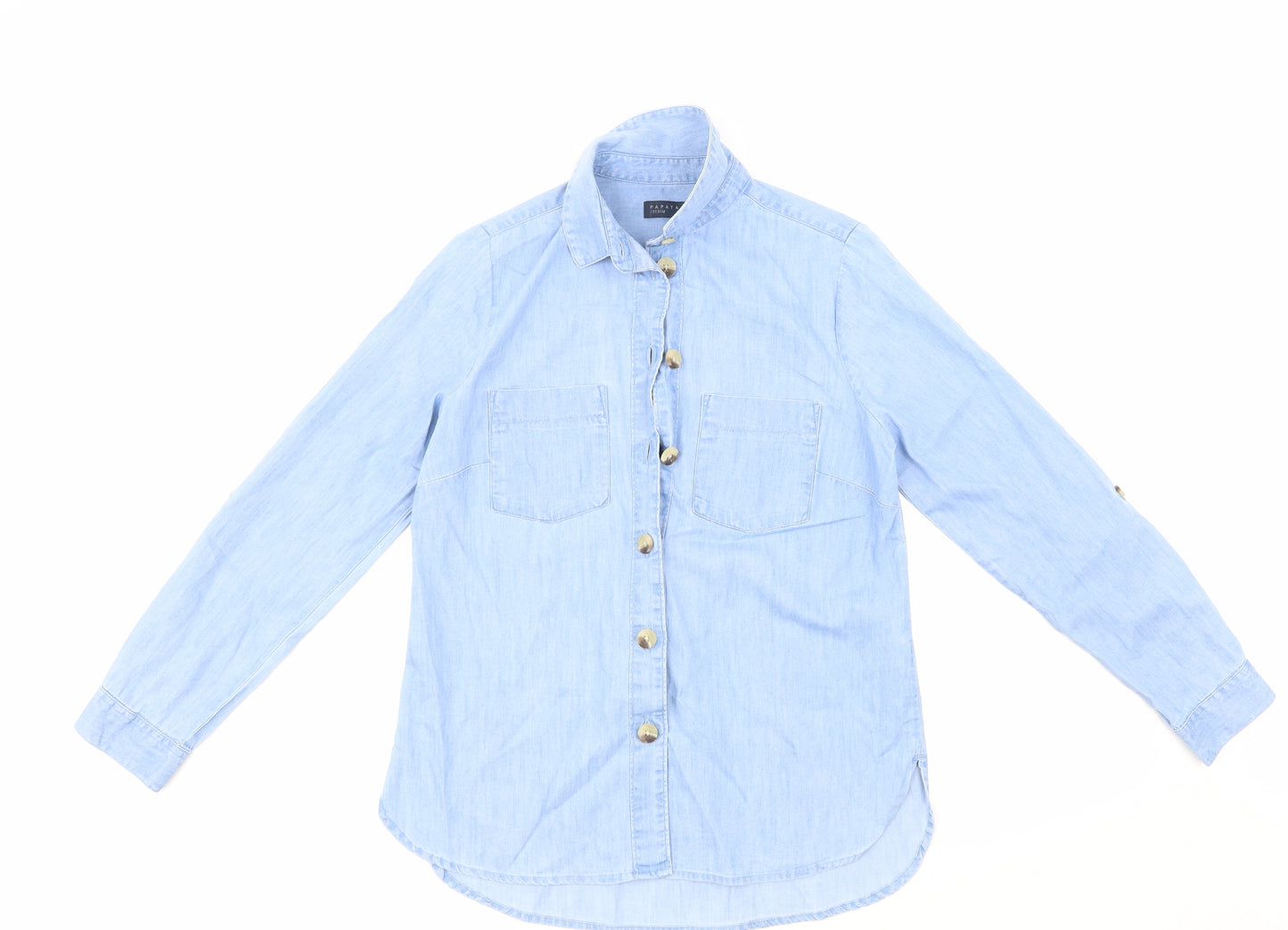 Papaya Womens Blue   Basic Button-Up Size 8