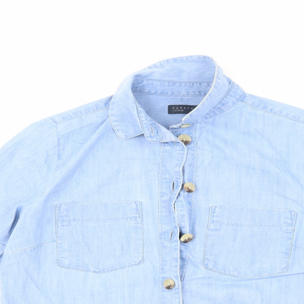 Papaya Womens Blue   Basic Button-Up Size 8
