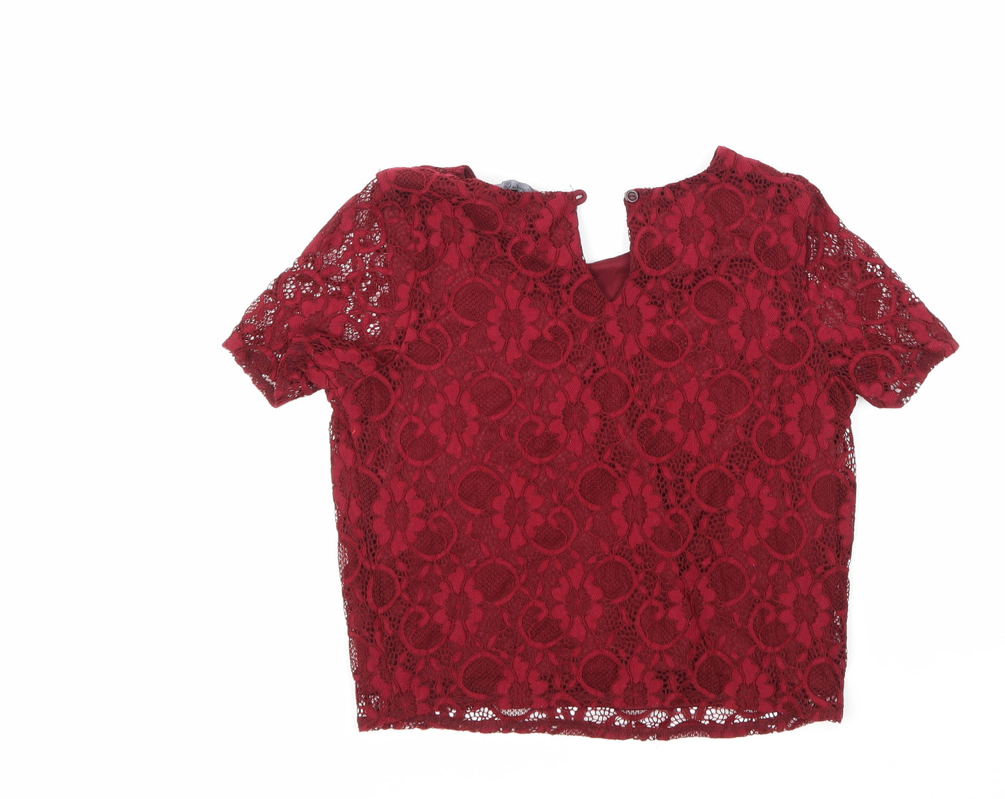 Candy Couture Womens Red Floral  Basic Blouse Size 12