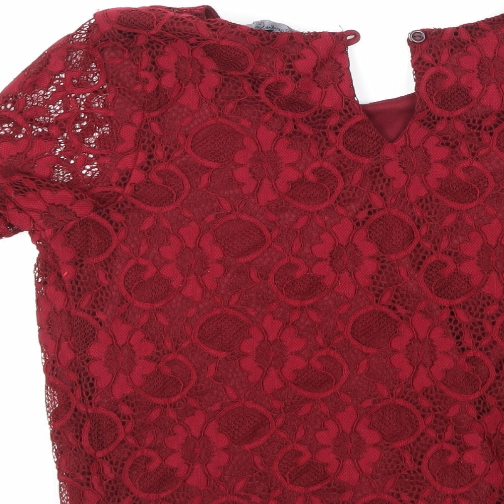 Candy Couture Womens Red Floral  Basic Blouse Size 12