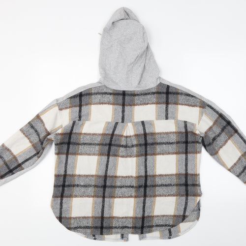 Preworn Womens Grey Check  Pullover Hoodie