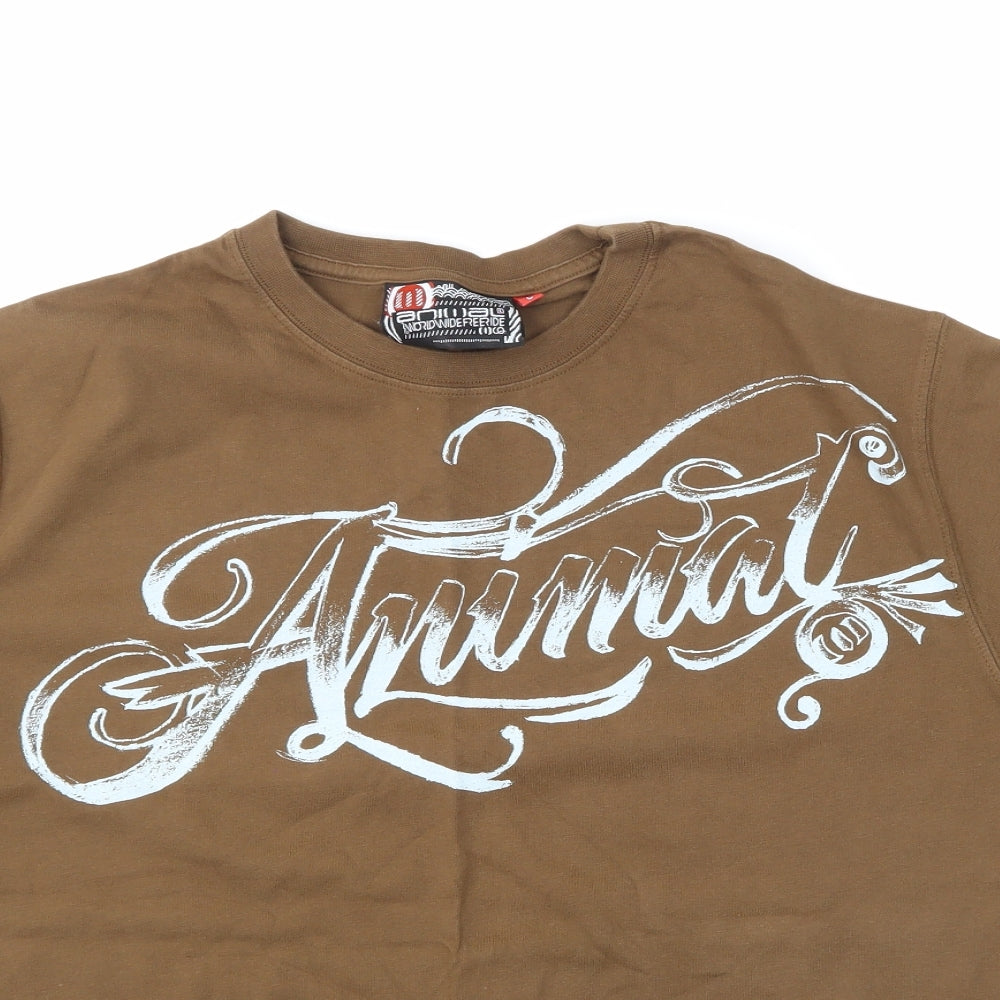 Animal Mens Brown    T-Shirt Size L