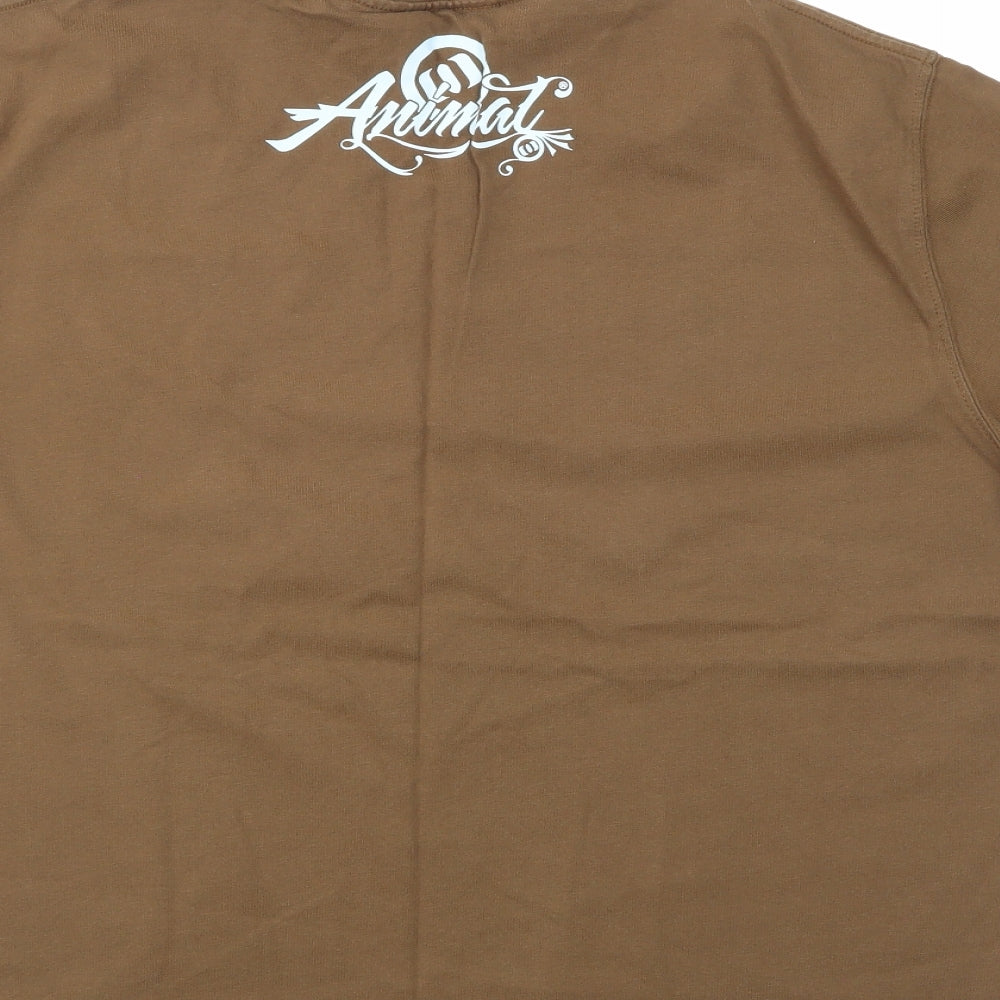 Animal Mens Brown    T-Shirt Size L