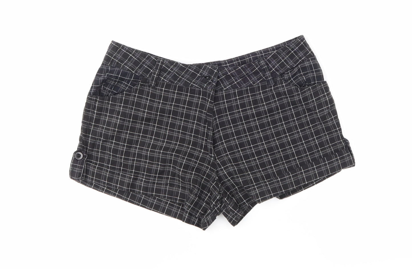 New York Laundry Womens Black Check  Hot Pants Shorts Size 10
