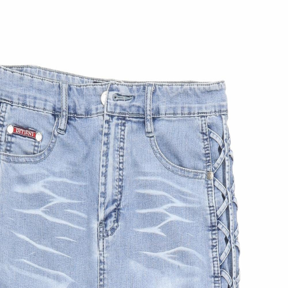 Ditieni Womens Blue  Denim A-Line Skirt Size 8
