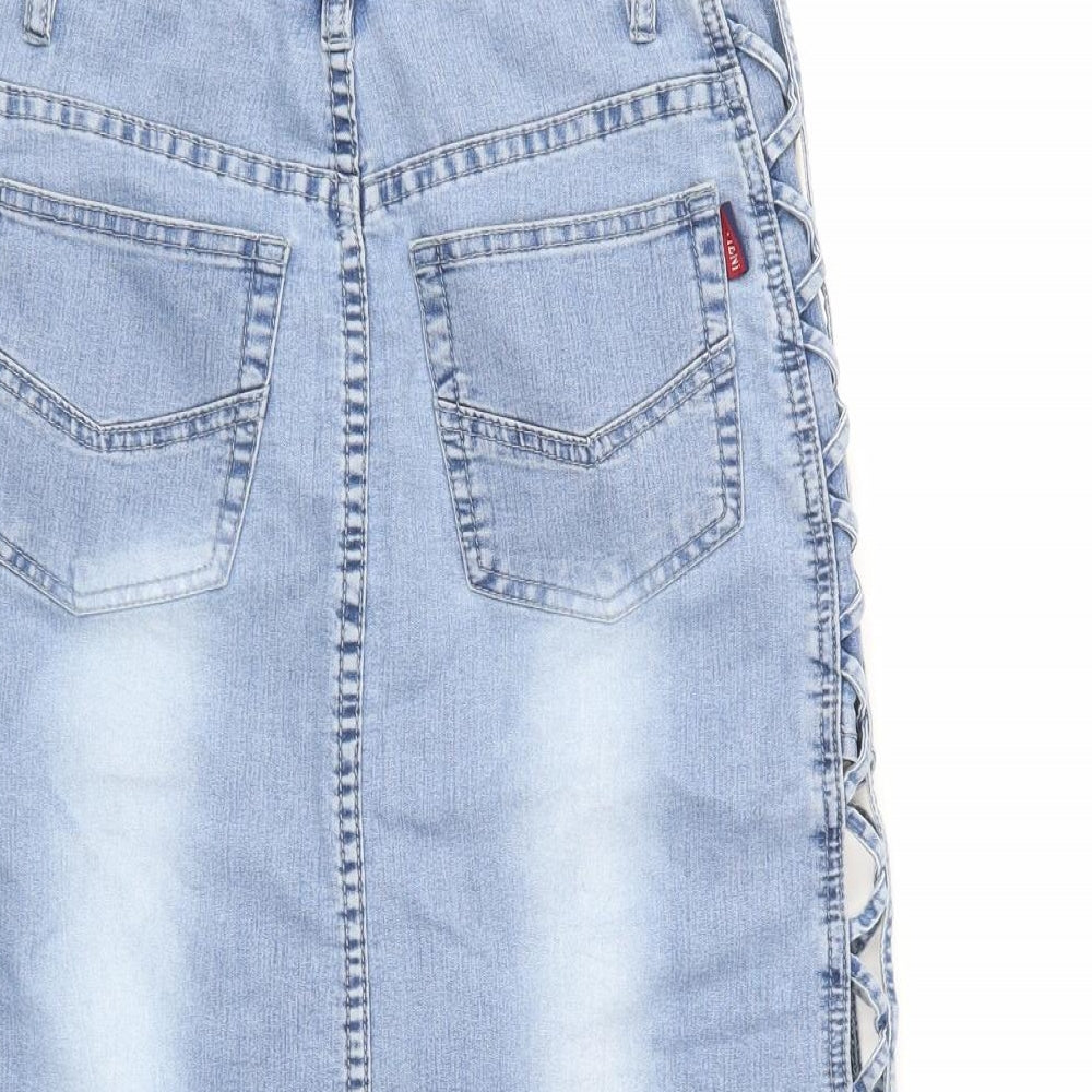 Ditieni Womens Blue  Denim A-Line Skirt Size 8