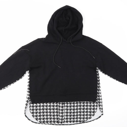 Cameo rose Womens Black Houndstooth  Pullover Hoodie Size S