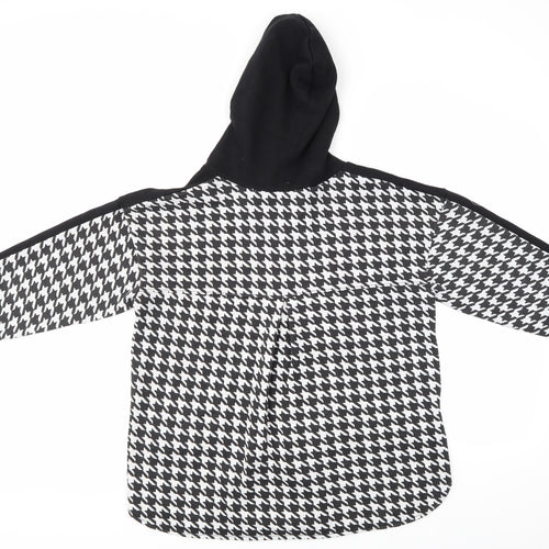 Cameo rose Womens Black Houndstooth  Pullover Hoodie Size S