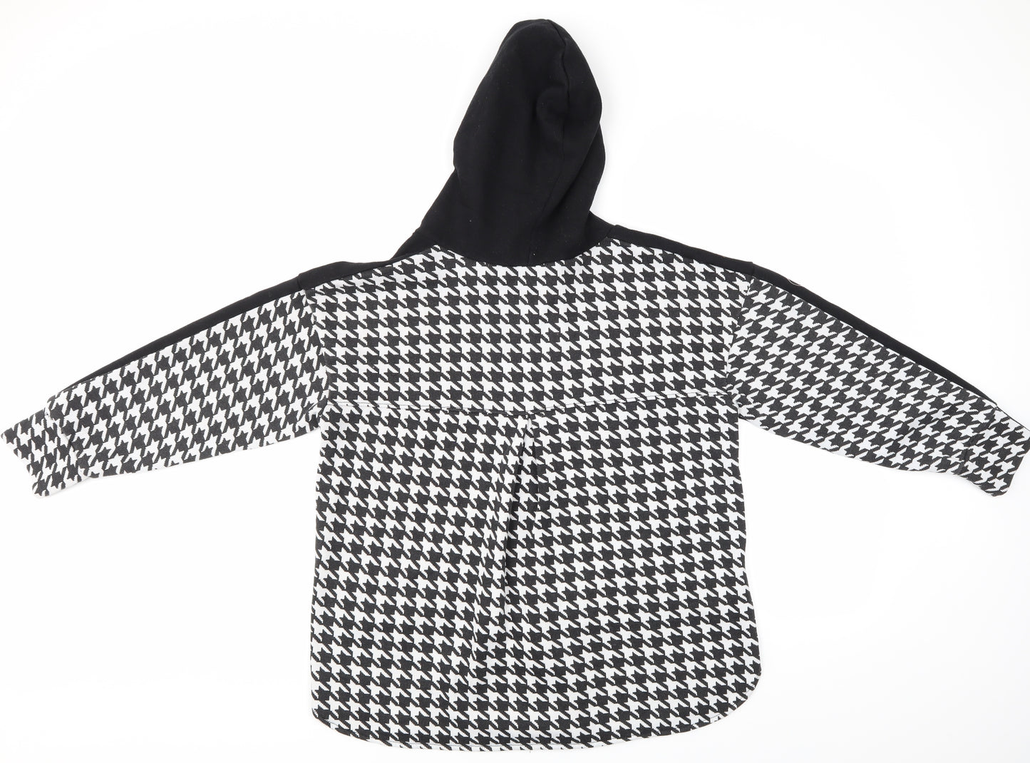 Cameo rose Womens Black Houndstooth  Pullover Hoodie Size S