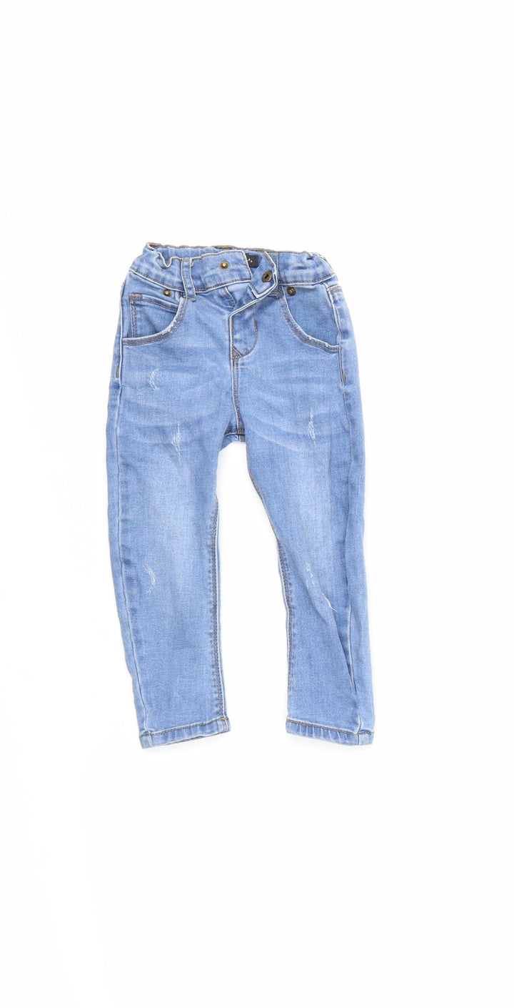 Denim & Co. Boys Blue Denim Cargo Jeans Size 12-18 Months
