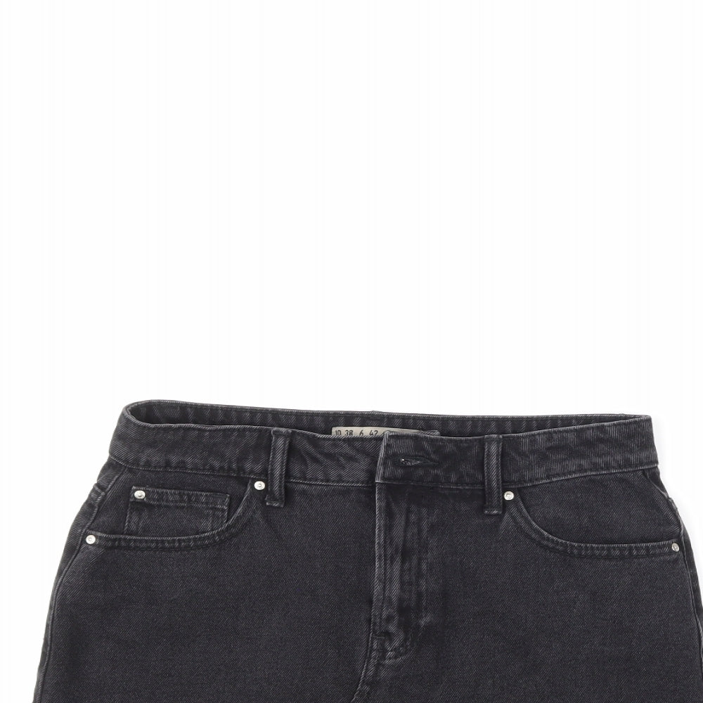 Denim & Co. Womens Black  Denim A-Line Skirt Size 10