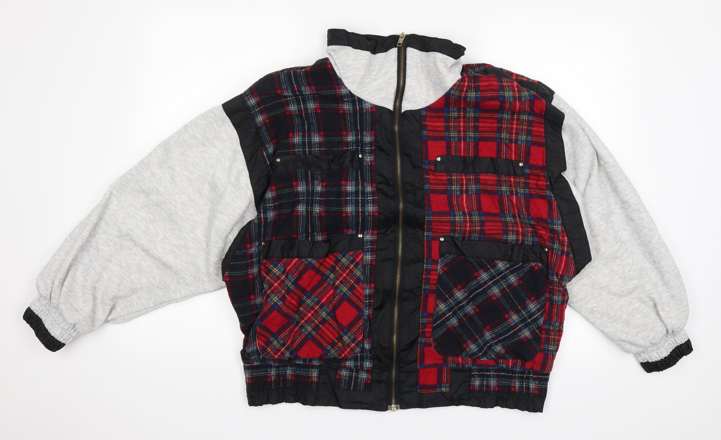 Hunt Club Womens Grey Plaid  Puffer Jacket Jacket Size L