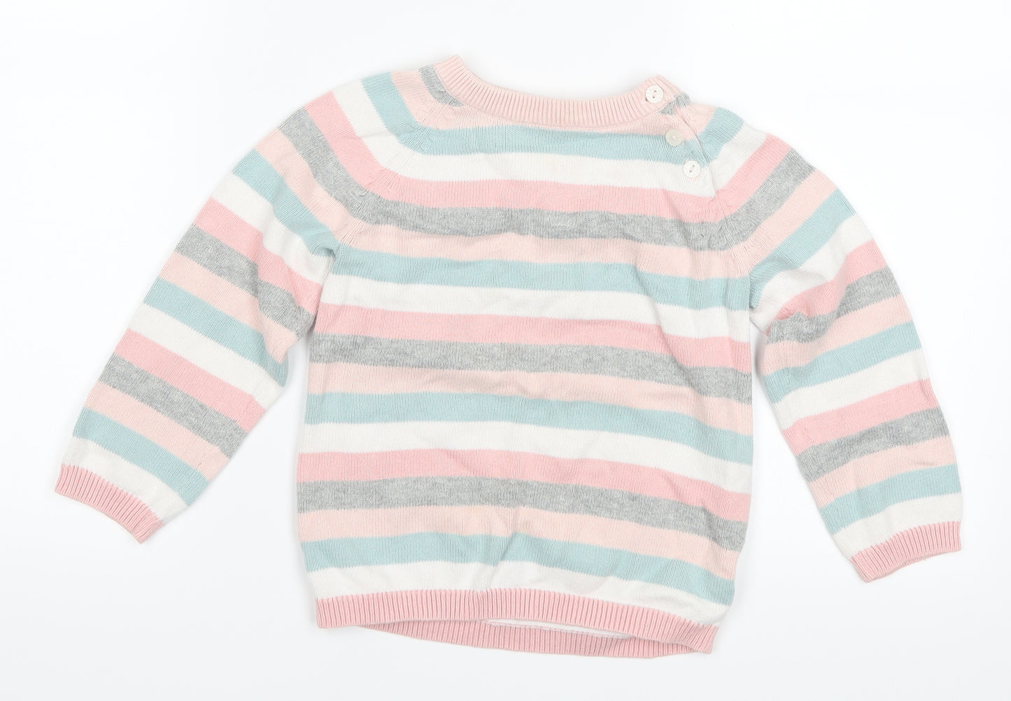 H&M Girls White Striped  Pullover Jumper Size 2-3 Years