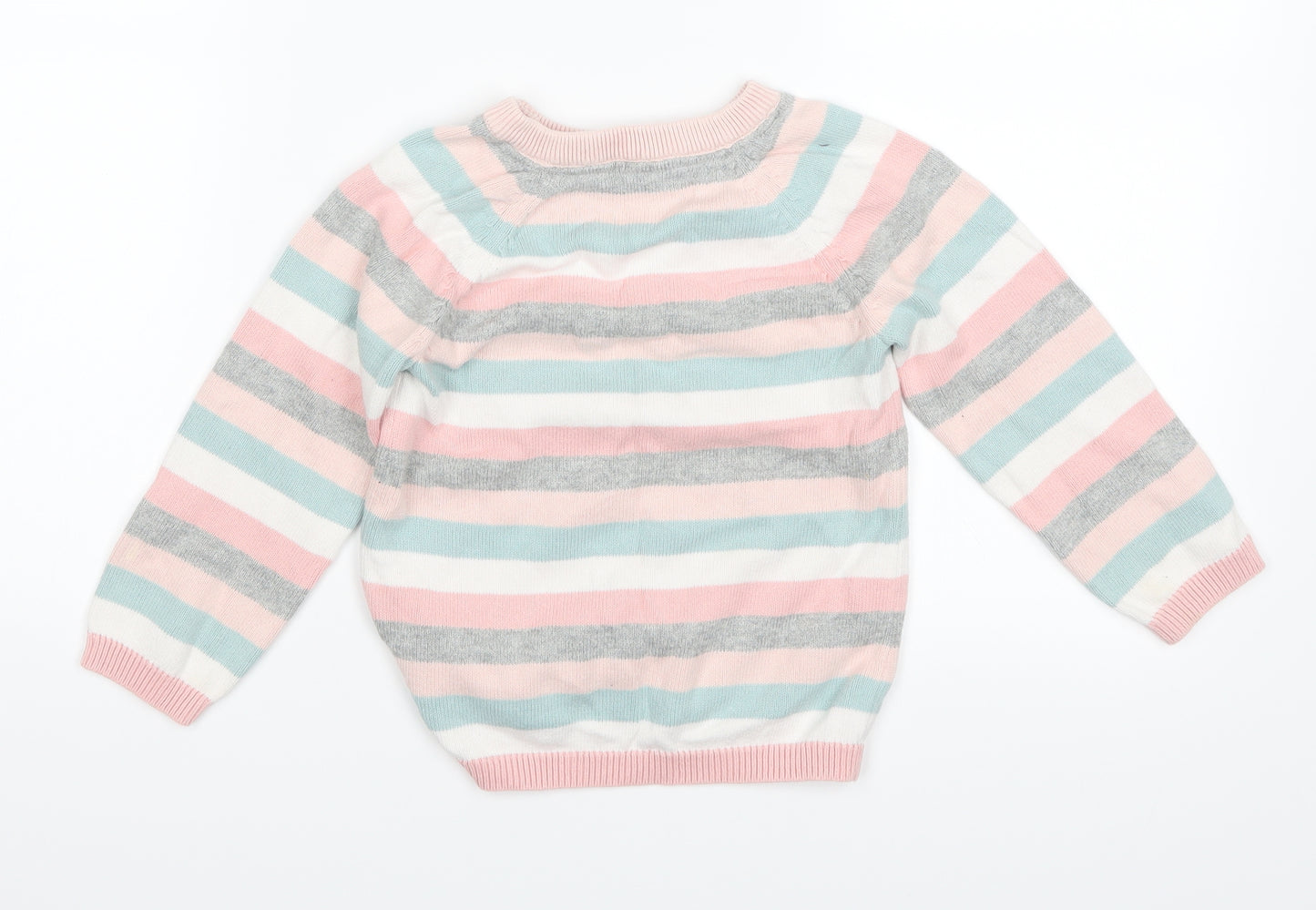 H&M Girls White Striped  Pullover Jumper Size 2-3 Years
