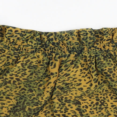sacred hawk Womens Orange Animal Print  Cropped Blouse Size S