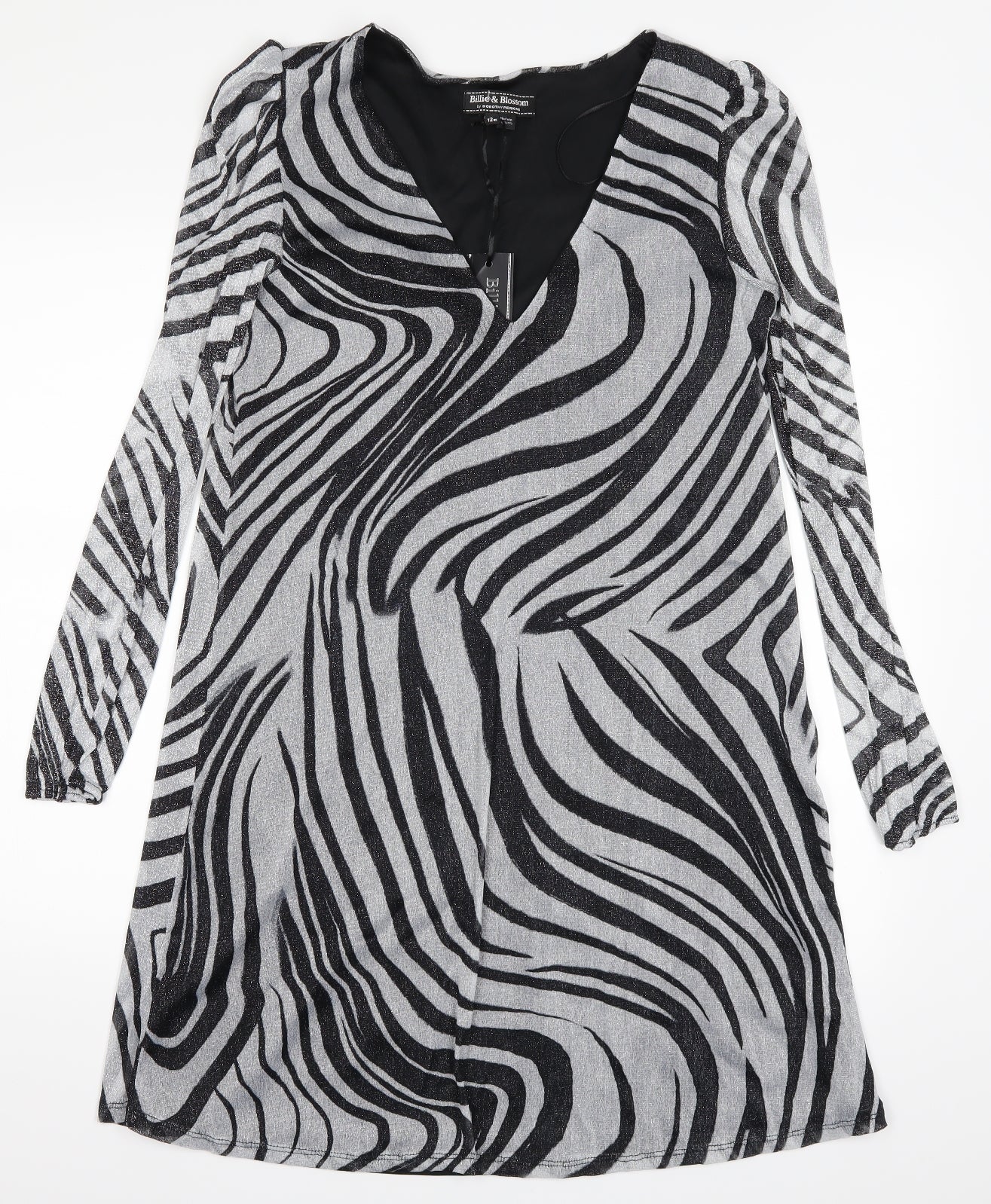 Dorothy Perkins Womens Black Animal Print  A-Line  Size 12