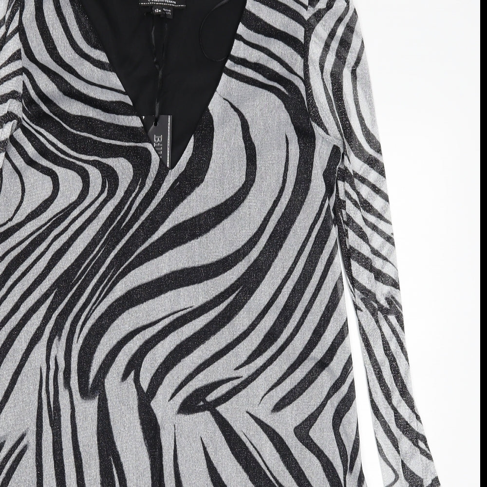 Dorothy Perkins Womens Black Animal Print  A-Line  Size 12
